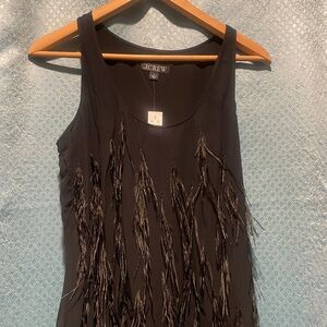 J. Crew Black Feather Detail Tank Top